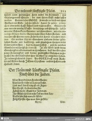 Der Neun und Fünfftzigste Psalm. Fluch über die Juden
