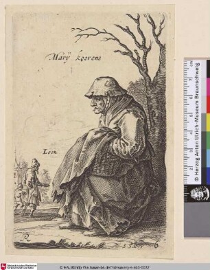 [Frau im linken Profil unter einem toten Baum sitzend; Woman in left profile seated under a dead tree]