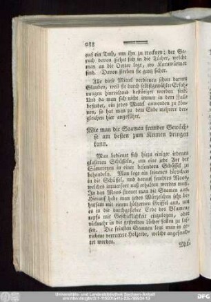 Wie man die Saamen fremder Gewächse am besten zum Keimen bringen kann.