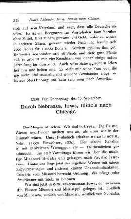 XXXII. Durch Nebraska, Iowa, Illinois nach Chicago