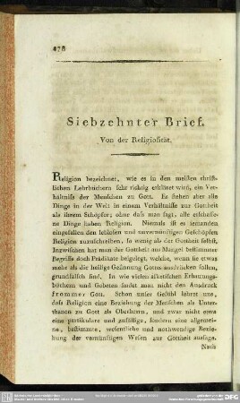 Siebzehnter Brief. Von der Religiosität