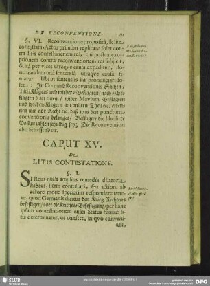 Caput XV. De Litis Contestatione