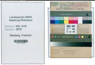 Entnazifizierung Friedrich Blasberg , geb. 20.04.1899 (Mechaniker)
