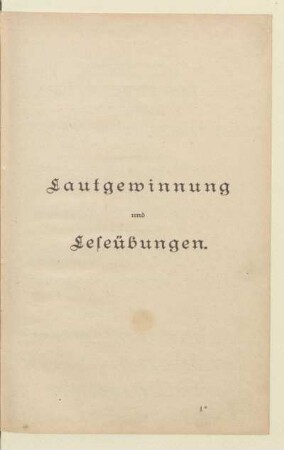 Lautgewinnung und Leseübungen