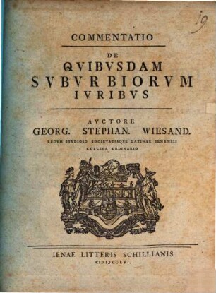 Commentatio de quibusdam suburbiorum iuribus