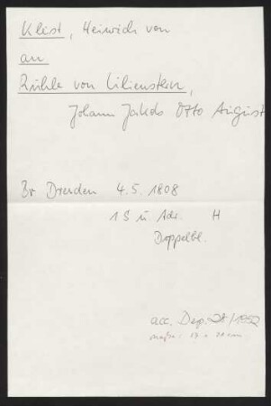 Brief an Johann Jakob Otto August Rühle von Lilienstern, 04.05.1808