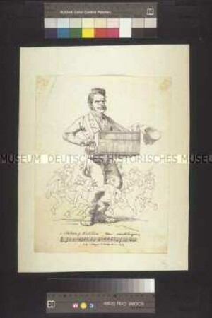 Karikatur auf den Abgeordneten der Frankfurter Nationalversammlung Friedrich Christoph Dahlmann, das Schleswig-Holstein-Lied und den deutsch-dänischen Konflikt
