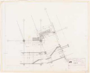Geschäftshaus Knesebeckstraße/Kurfürstendamm, Berlin-Charlottenburg: Ladenpassage: Laden U. Treppe zum 1.OG (Grundriss, Schnitte 1:50)