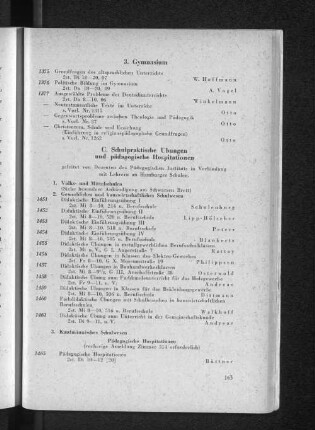 C. Schulpraktische Übungen und pädagogische Hospitionen