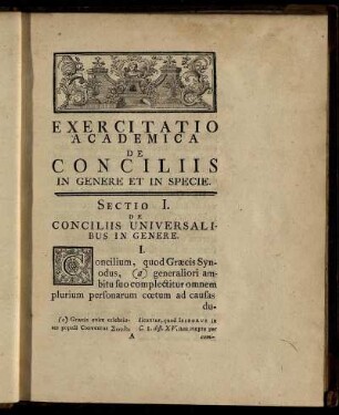 Sectio I. De Conciliis Universalibus In Genere.