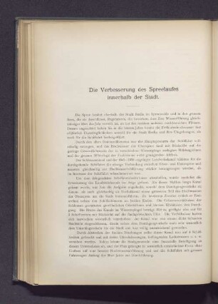 Die Verbesserung des Spreelaufes innerhalb der Stadt