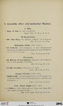 Gemälde alter und moderner Meister (Nr. 1-68)