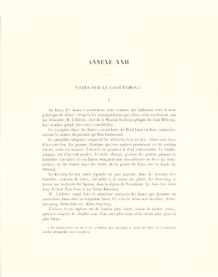 Annexe XXII. Notes sur le caoutchouc