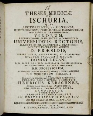 Theses Medicæ De Ischuria