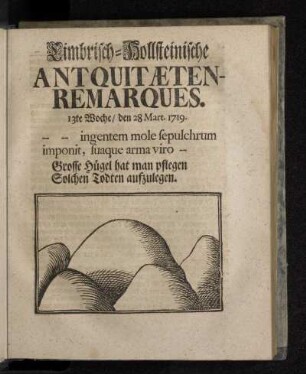 Cimbrisch-Hollsteinische Antiquitæten-Remarques. 13te Woche/ den 28 Mart. 1719.