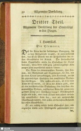 Dritter Theil. Allgemeine Vorstellung der Stufenfolge in den Dingen