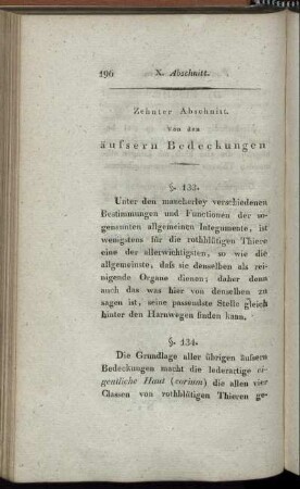 Zehnter Abschnitt. Von den äußern Bedeckungen