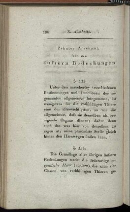 Zehnter Abschnitt. Von den äußern Bedeckungen