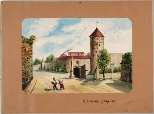 Der Donatsturm im Osten der alten Stadtmauer in Freiberg, Bestandteil der mittelalterlichen Stadtbefestigung, etwa Mitte des 15.Jahrhunderts errichtet