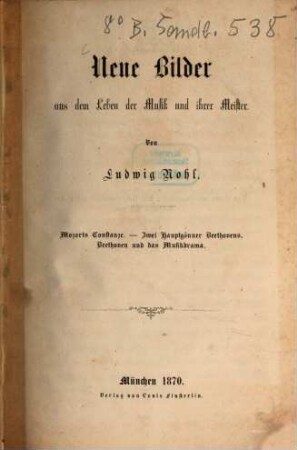Neue Bilder aus dem Leben der Musik und ihrer Meister