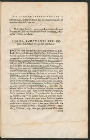 Forma Iuramenti Per Pedellos Constistorii Moguntin[ensis] praestandi.