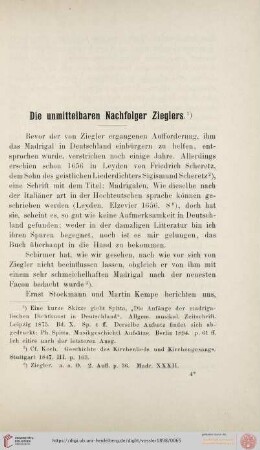 Die unmittelbaren Nachfolger Zieglers