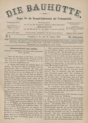 No 2. Frankfurt a. M., den 10. Januar 1920. 63. Jahrgang.