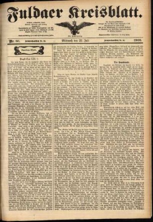 Zweite Ausgabe vom Mittwoch, den 22. Juli 1903.