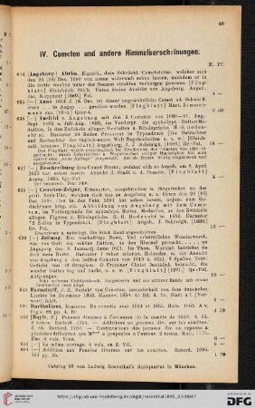 IV. Cometen und andere Himmelskörper (Nr. 634- 743)