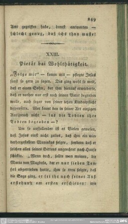 XXIII. Pietät bei Wohlthätigkeit