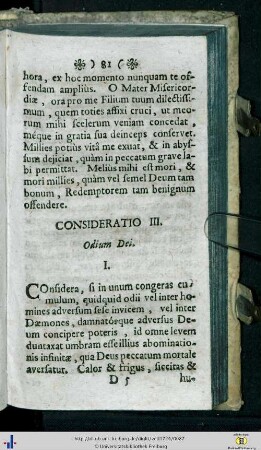 Consideratio III. Odium Dei.