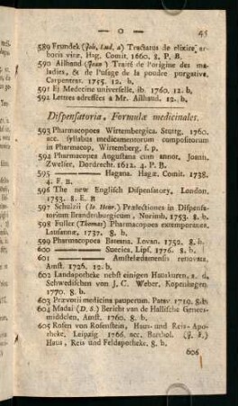 Dispensatoria, Formulae medicinales.