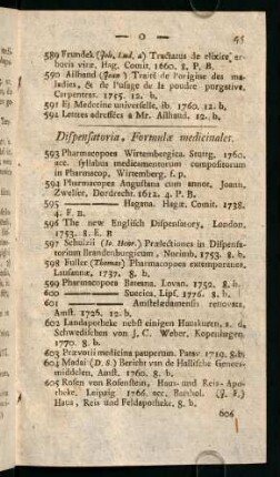 Dispensatoria, Formulae medicinales.