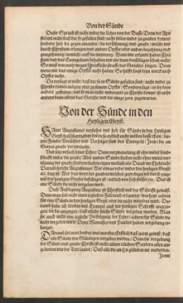 Von der Sünde in den Heyligen Geyst.
