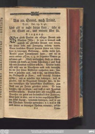 Am 10. Sonnt. nach Trinit. Text. Luc. 19. v. 41.