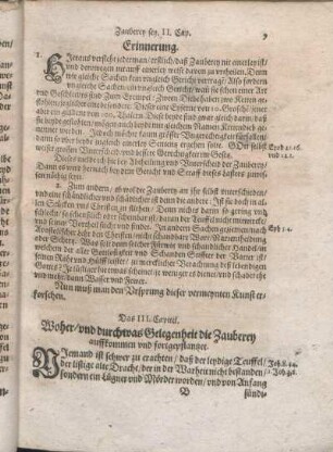 Das III. Capitel. Woher/ vnd durchwas Gelegenheit die Zauberey auffkommen vnd fortgepflantzet.