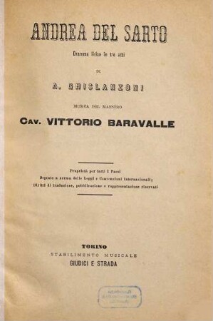 Andrea DelSarto : dramma lirico in tre atti