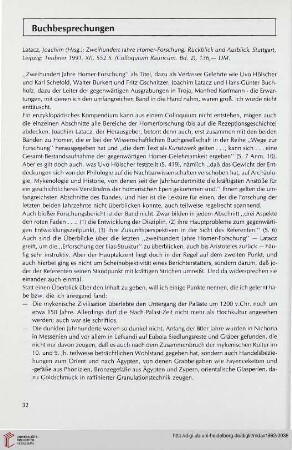 35: [Rezension von: Latacz, Joachim (Hrsg.): Zweihundert Jahre Homer-Forschung. Rückblick und Ausblick.]