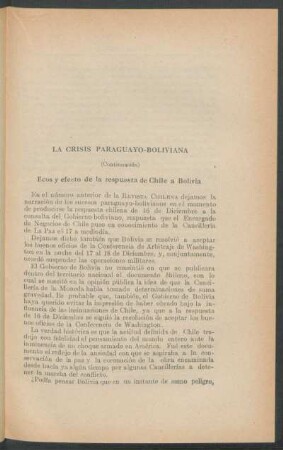 La crisis paraguayo-boliviano - (Continuación)