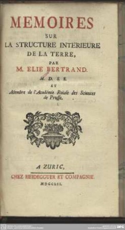Memoires Sur La Structure Intérieure De La Terre