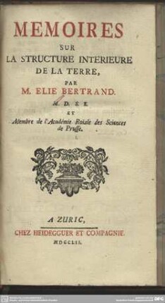 Memoires Sur La Structure Intérieure De La Terre