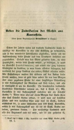 Ueber die Fabrikation des Mehls aus Kartoffeln.
