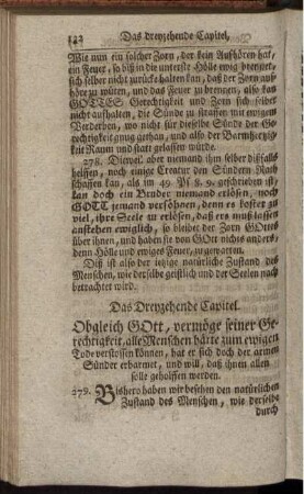 Das Dreyzehende Capitel. Obgleich Gott, vermöge seiner Gerechtigkeit [...] – Das vierzehende Capitel. Welche den gnädigen Willen Gottes nicht von sich stossen [...]