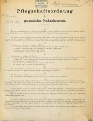 Pflegschaftsordnung des germanischen Nationalmuseums