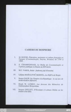 Cahiers Du Bosphore