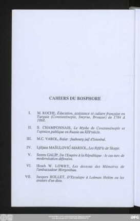 Cahiers Du Bosphore