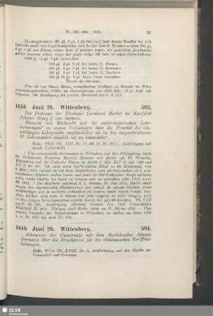 593. 1616, Juni 29. Wittenberg