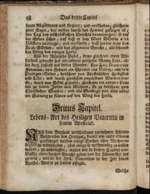 Drittes Capitel. Lebens-Art des Heiligen Vincentii in seinem Apostolat.