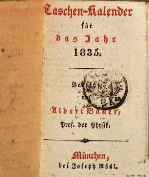 Taschen-Kalender für ..., 1835