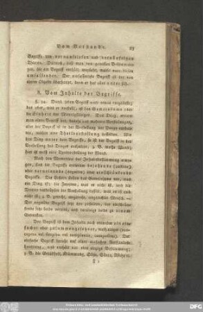 B. Vom Inhalte der Begriffe.